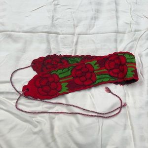 3/$15 Embroidered Floral Red Belt From México